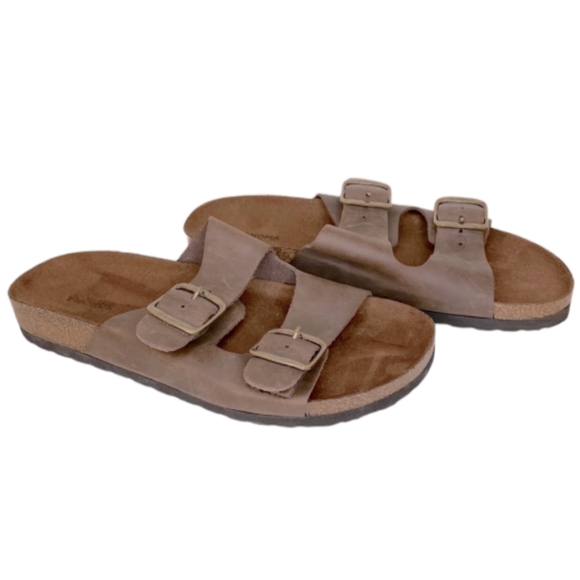 NWOT | Sonoma Brown Leather Double Strap Sandals - Picture 3 of 7